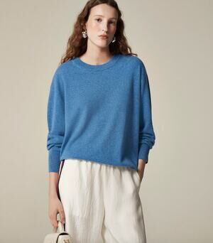 NEW J.Crew Cashmere Relaxed Crewneck Sweater Oversized Heather Twilight XXS